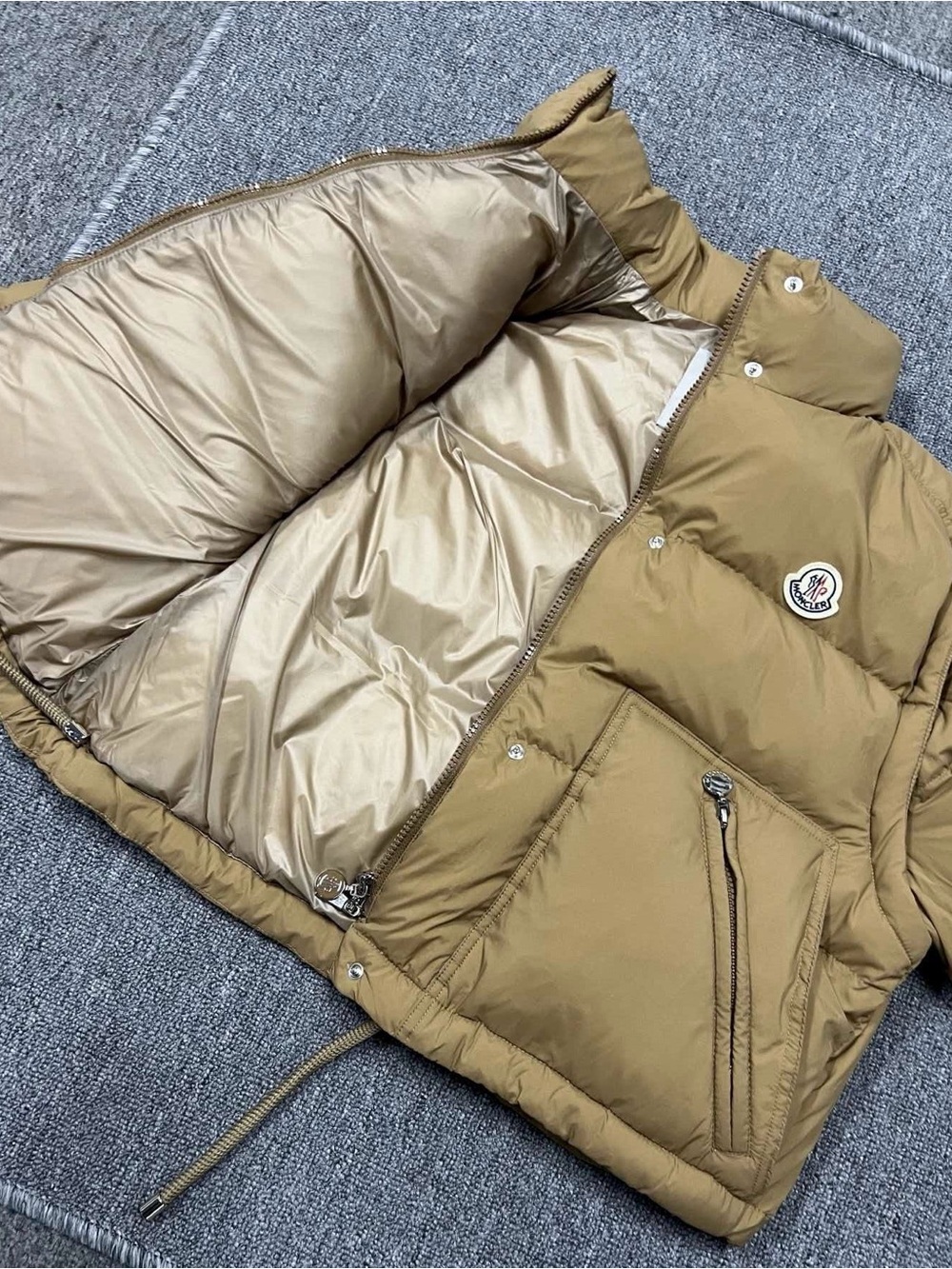 Good Moncler Camel/Tan Quilted Puffer Coat